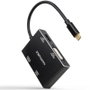 Nanocable Conversor USB-C a HDMI, DVI, DP y VGA, 10 cm, Negro